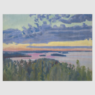 Akseli Gallen-Kallela - View over a Lake at Sunset Tissue Paper