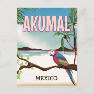 Akumal Mexico Beach travel postr Postcard