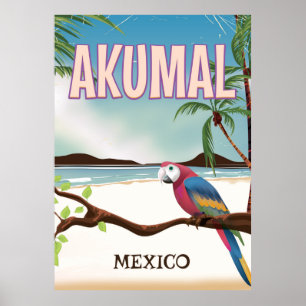 Akumal Mexico Beach travel postr Poster
