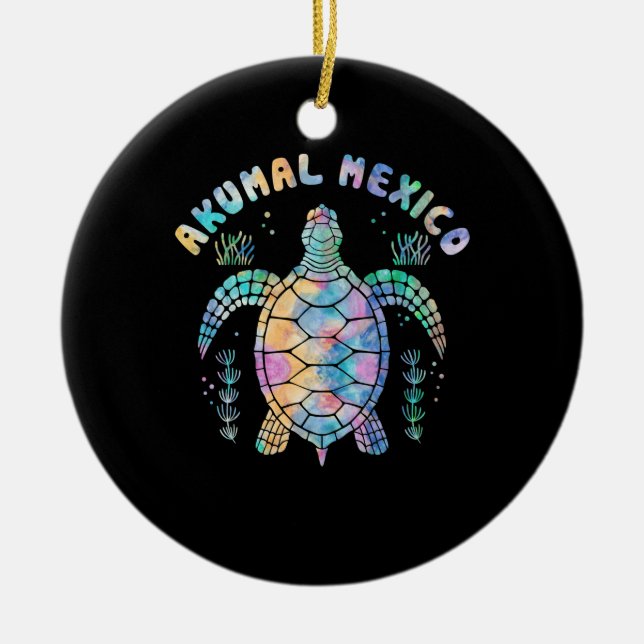 Akumal, Mexico, Sea Turtle Ceramic Ornament (Front)
