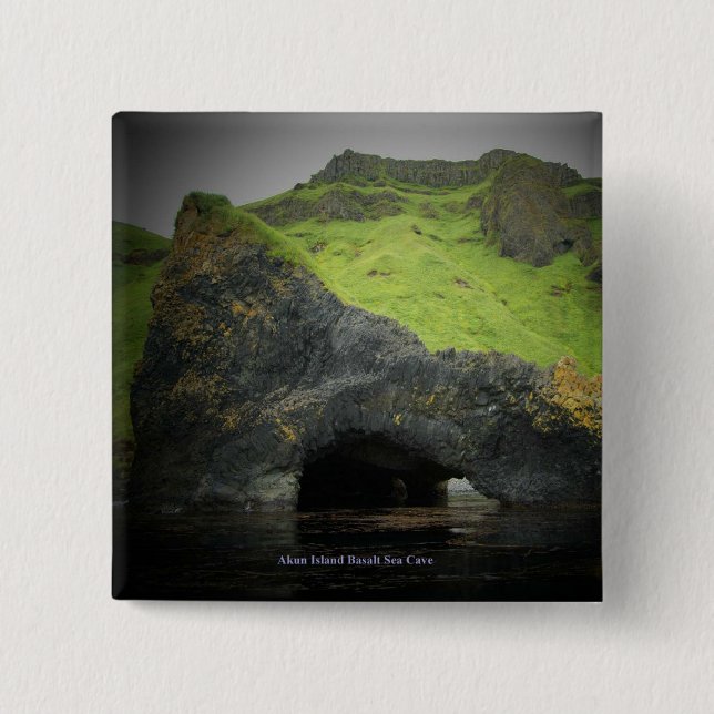 Akun Island Basalt Sea Cave 2 Inch Square Button (Front)