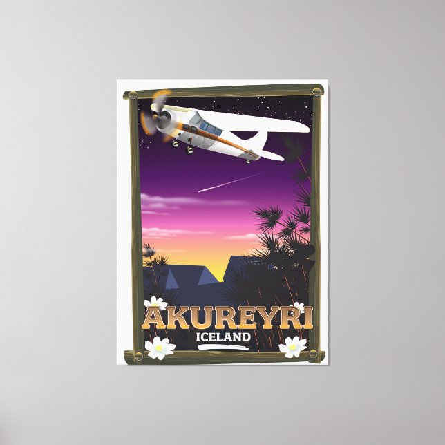 Akureyri Iceland travel poster Canvas Print (Front)