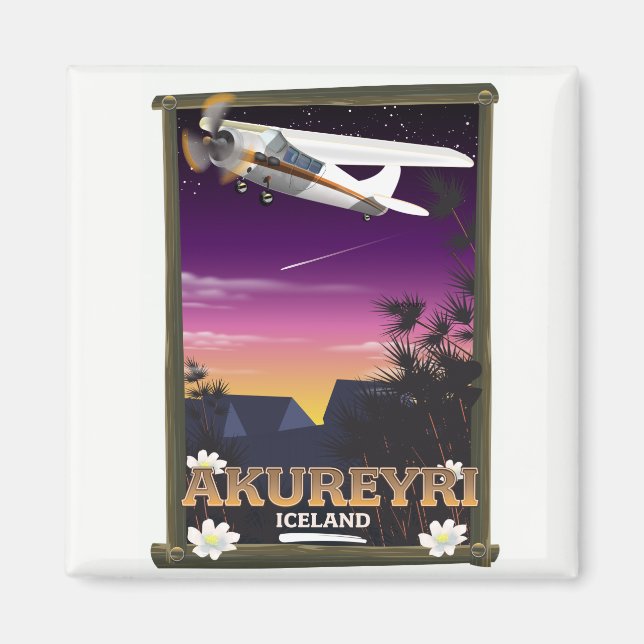 Akureyri Iceland travel poster Magnet (Front)