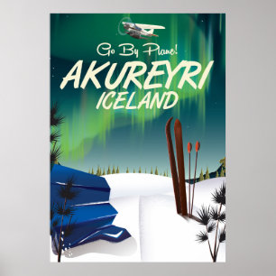 Akureyri Islande affiche voyage