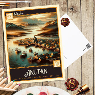 Akutan, Alaska Carte postale Vintage