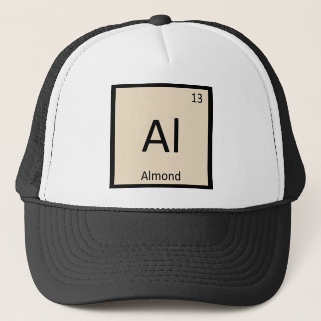 Al - Almond Nut Chemistry Periodic Table Symbol Trucker Hat (Front)