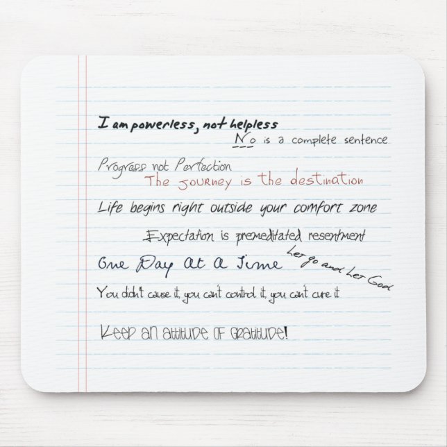 Al-anon Slogans Motivational Mousepad (Front)