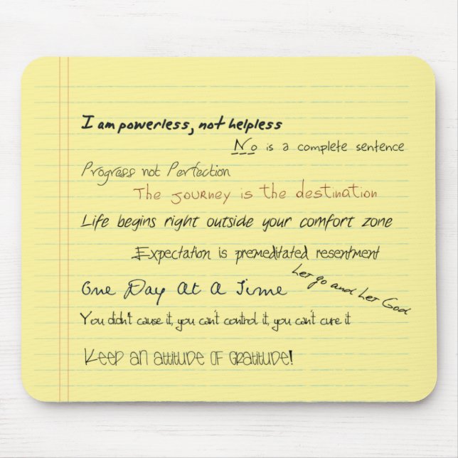 Al-anon Slogans Motivational Mousepad (Front)