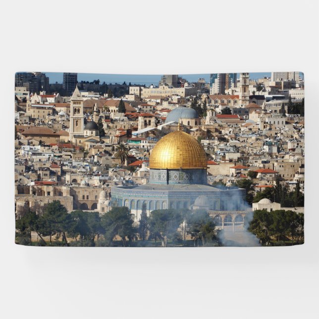 Al Aqsa Jerusalem Dome of Rock Palestine Artwork Banner (Horizontal)
