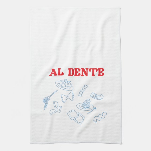 Al Dente Red and Blue Kitchen Towel (Vertical)