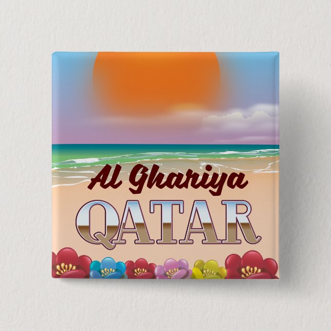 Al Ghariya Qatar beach poster 2 Inch Square Button (Front)