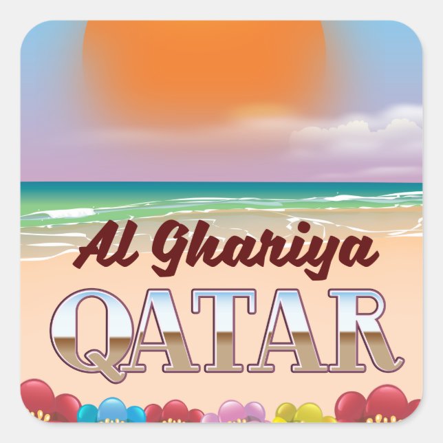 Al Ghariya Qatar beach poster Square Sticker (Front)