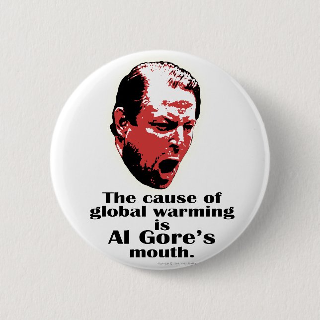 Al Gore Global Warming Black 2 Inch Round Button (Front)