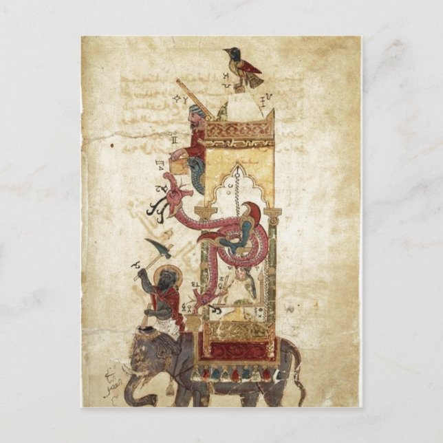 Al-Jazari: The Elephant Clock (mechanical clock, w Postcard (Front)