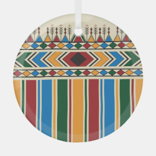 Al-Qatt Al-Asiri inspired geometric pattern. Glass Ornament