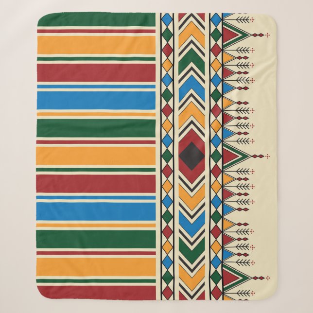 Al-Qatt Al-Asiri inspired geometric pattern. Sherpa Blanket (Front)