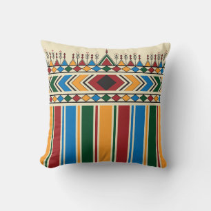 Al-Qatt Al-Asiri inspired geometric pattern. Throw Pillow