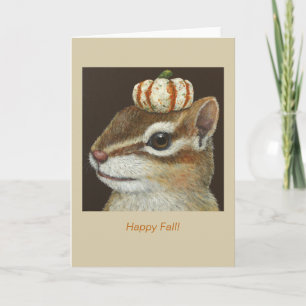 Al the chipmunk and pumpkin fall card