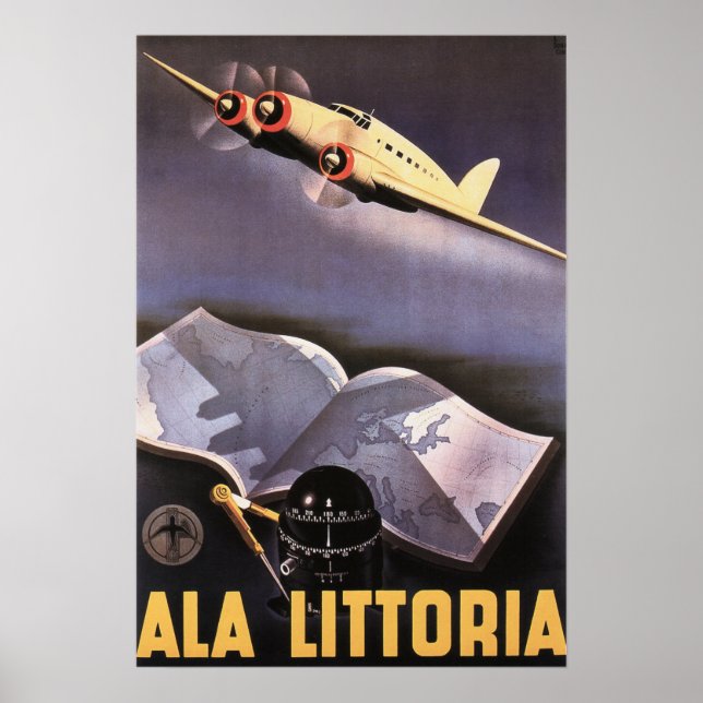 ALA LITTORIA Airlines Italie Retro Affiche de voya (Devant)