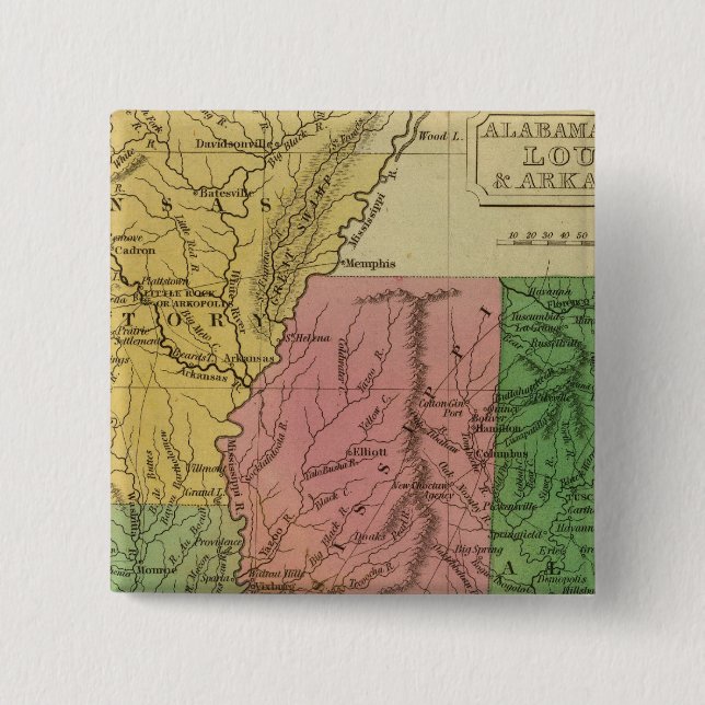 Ala, Miss, La, Ark 2 Inch Square Button (Front)