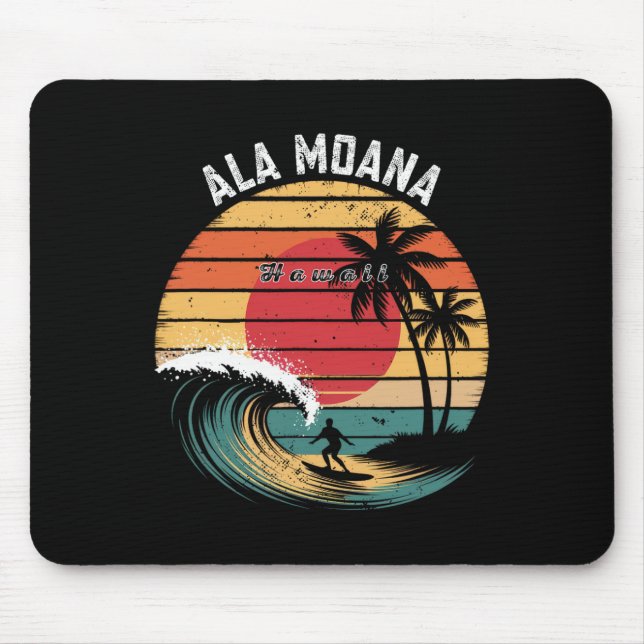 Ala Moana Beach Hawaii Beach Surfing  Mouse Pad (Front)