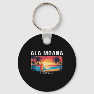 Ala Moana Beach Hawaii Men Women Surfing _1 Keychain