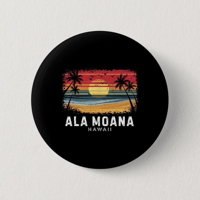 Ala Moana Beach Hawaii Surfboard Beach  2 Inch Round Button (Front)