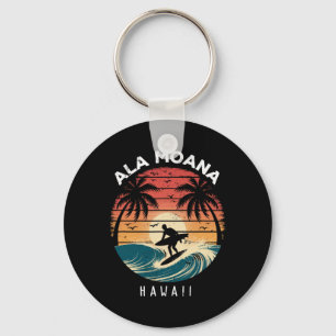 Ala Moana Beach Hawaii Surfboard Waves Beach Keychain