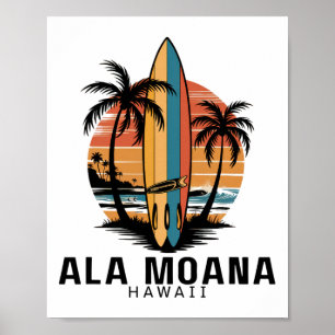 Ala Moana Beach Hawaii Surfing Surfer _1  Poster