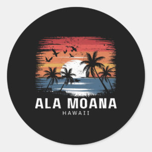 Ala Moana Beach Hawaii Surfing Surfer Classic Round Sticker