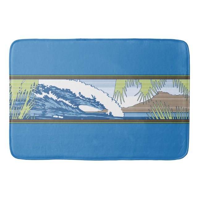 Ala Moana Diamond Head Hawaiian Surf Sign Bath Mat (Front)