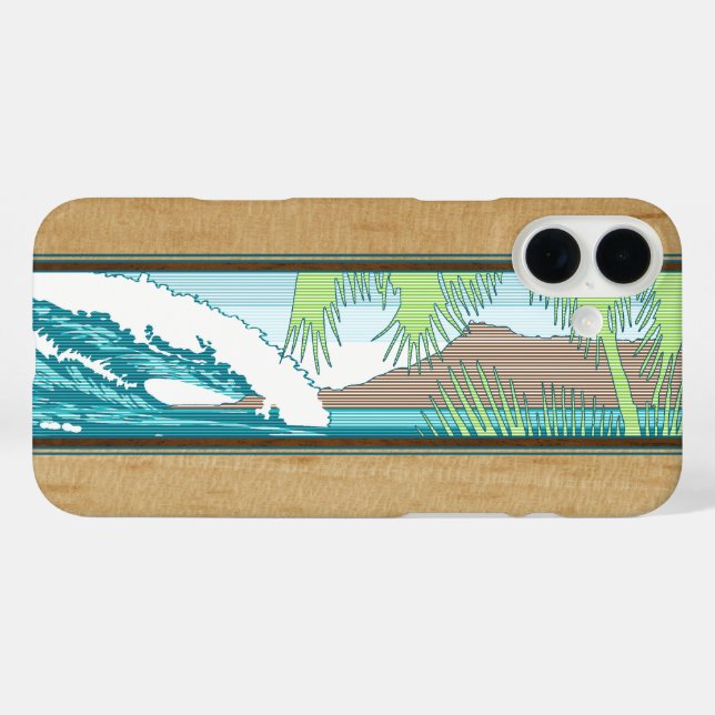 Ala Moana Hawaiian Faux Koa Wood Surf Sign Case-Ma Case-Mate iPhone Case (Back (Horizontal))
