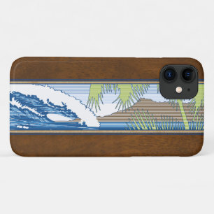 Ala Moana Hawaiian Faux Koa Wood Surf Sign iPhone 11 Case