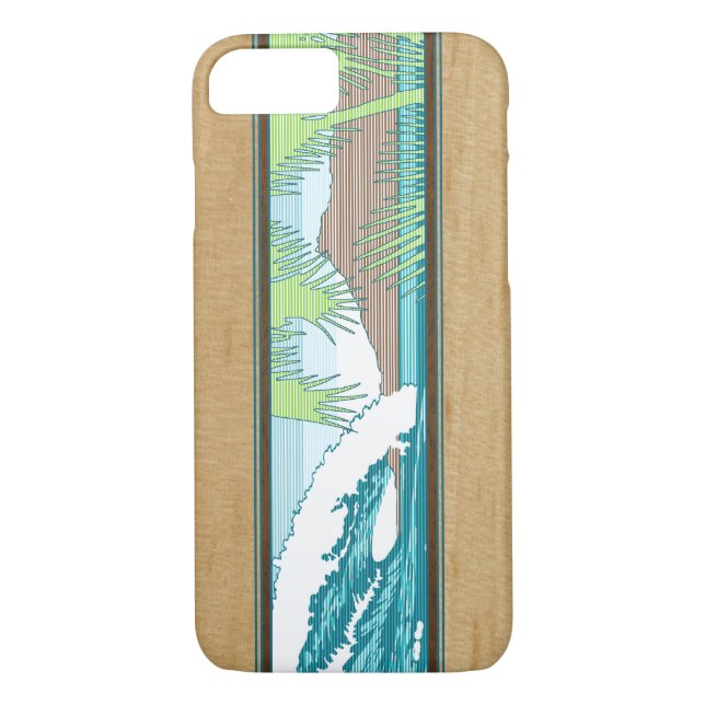 Ala Moana Hawaiian Faux Koa Wood Surf Sign Case-Mate iPhone Case (Back)
