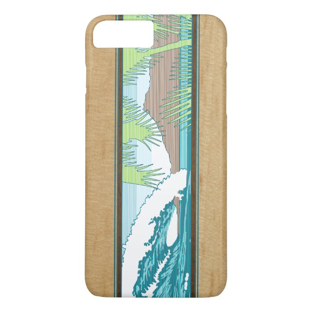 Ala Moana Hawaiian Faux Koa Wood Surf Sign Case-Mate iPhone Case (Back)