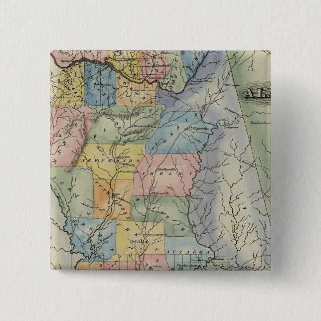 Alabama 2 inch square button (Front)