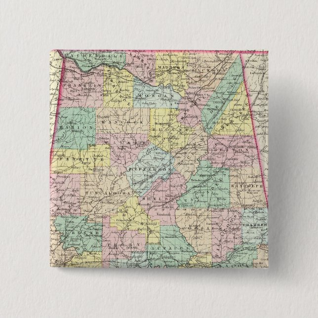 Alabama 5 2 inch square button (Front)