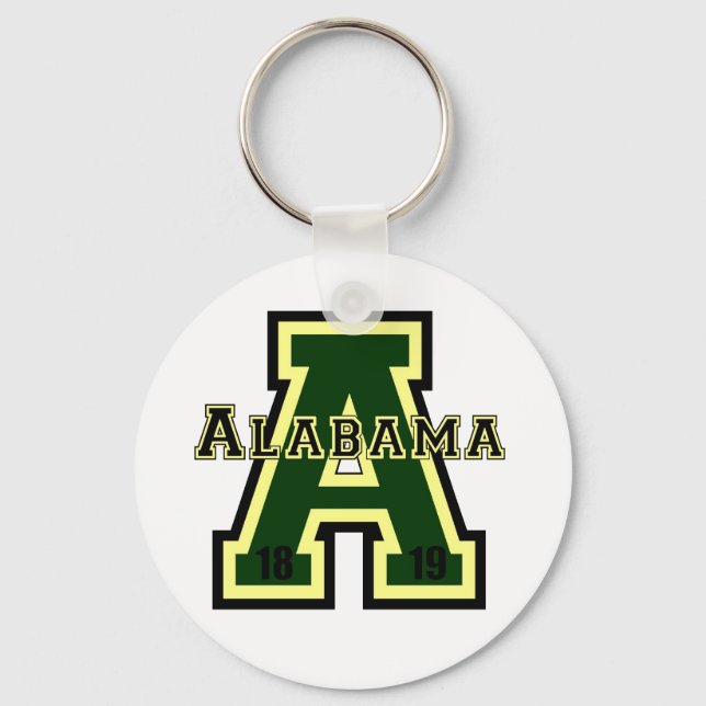Alabama 'A' Green Keychain (Front)