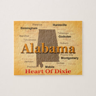 Alabama Aged Map Silhouette Jigsaw Puzzle