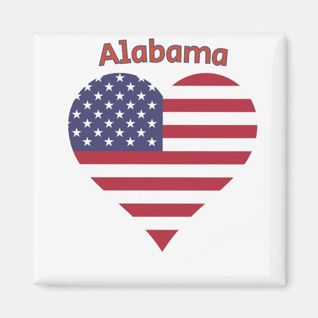 Alabama American Flag Heart Magnet (Front)