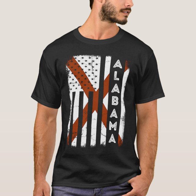Alabama American Flag Home State of Alabama Flag T-Shirt (Front)