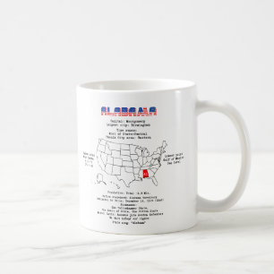 Alabama American state on a map and useful info Coffee Mug
