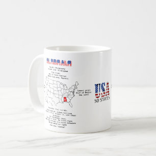 Alabama American state on a map and useful info Coffee Mug