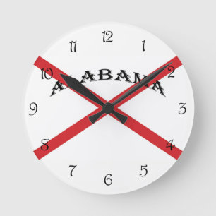 Alabama and Flag Black Script Numbers wccn Round Clock
