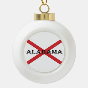 Alabama and Flag Ceramic Ball orncn Christmas Ornament
