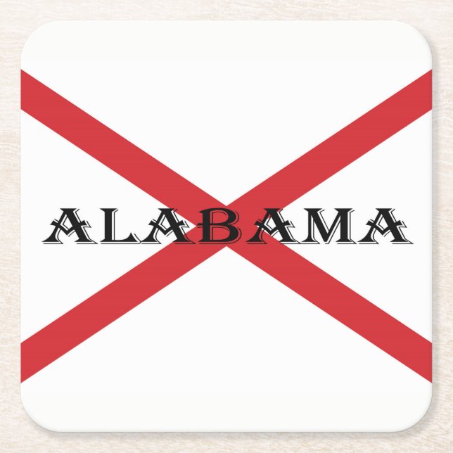 Alabama and Flag coastercnt Square Paper Coaster (Front)