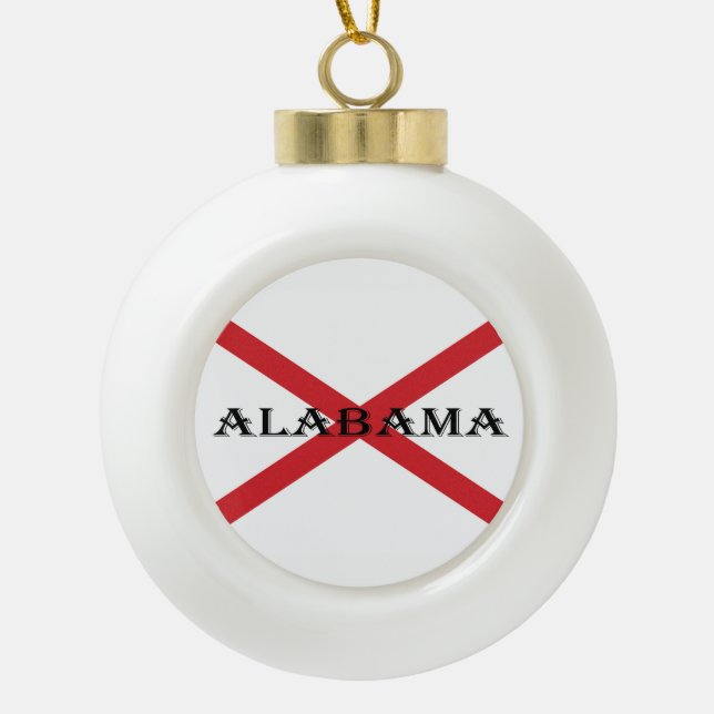 Alabama and Flag orncnt Ceramic Ball Christmas Ornament (Front)
