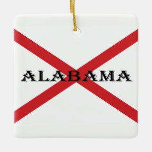 Alabama and Flag orncnt Ceramic Ornament