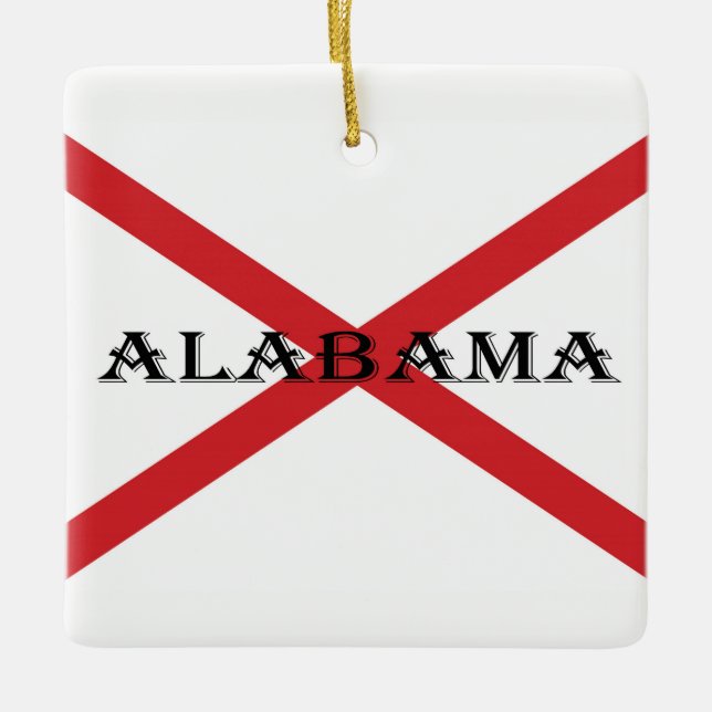 Alabama and Flag orncnt Ceramic Ornament (Front)