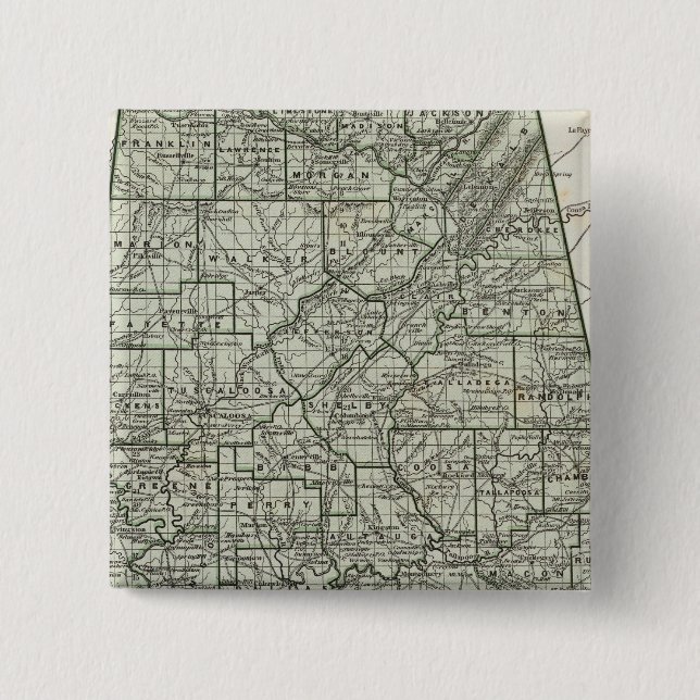 Alabama Atlas Map 2 Inch Square Button (Front)